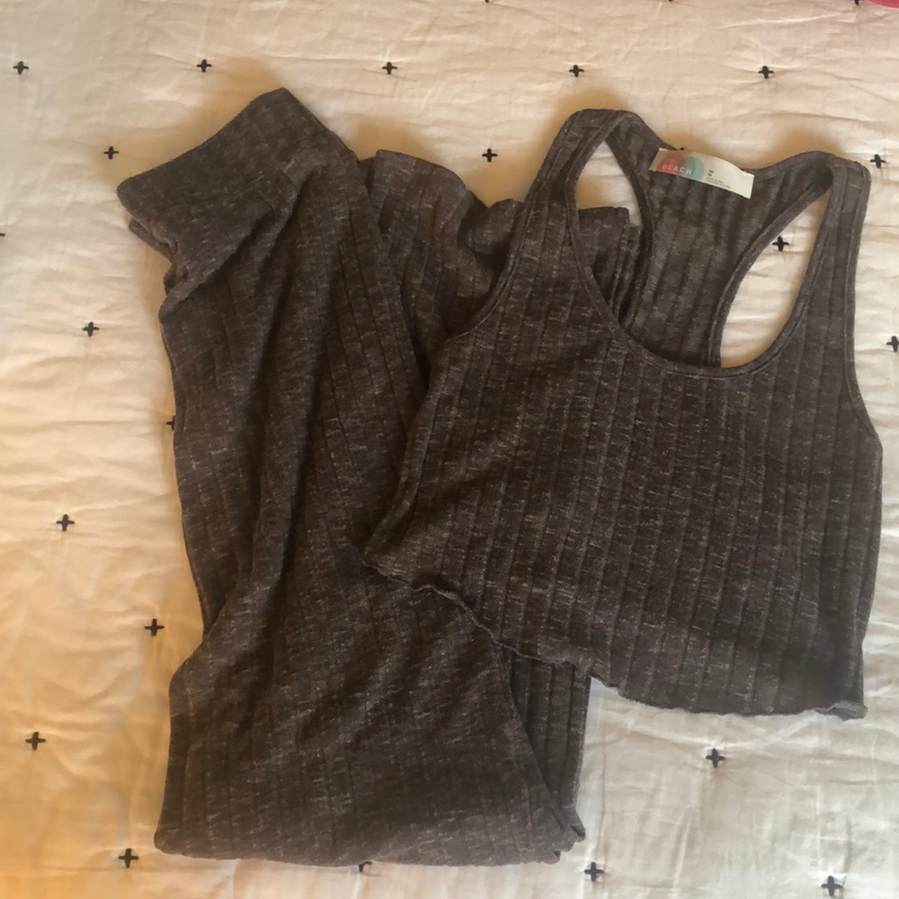 Free people beach grey maxi skirt set